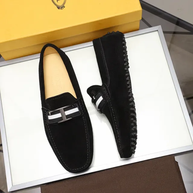 Tod's Gommino Loafer Negro Blanco Ante H-Bar Hebilla de Metal 8