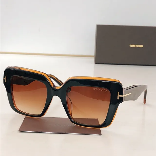 Tom Ford Óculos de Sol Quadrados Oversized de Tartaruga Âmbar 8