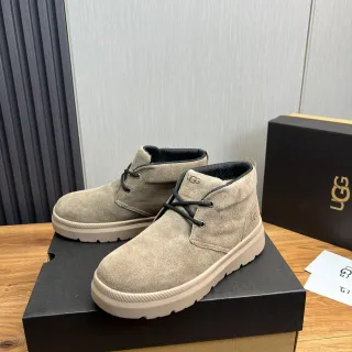 UGG भूरा काला स्यूड उपर लेस-अप चक्‍का एंगल बूट्स