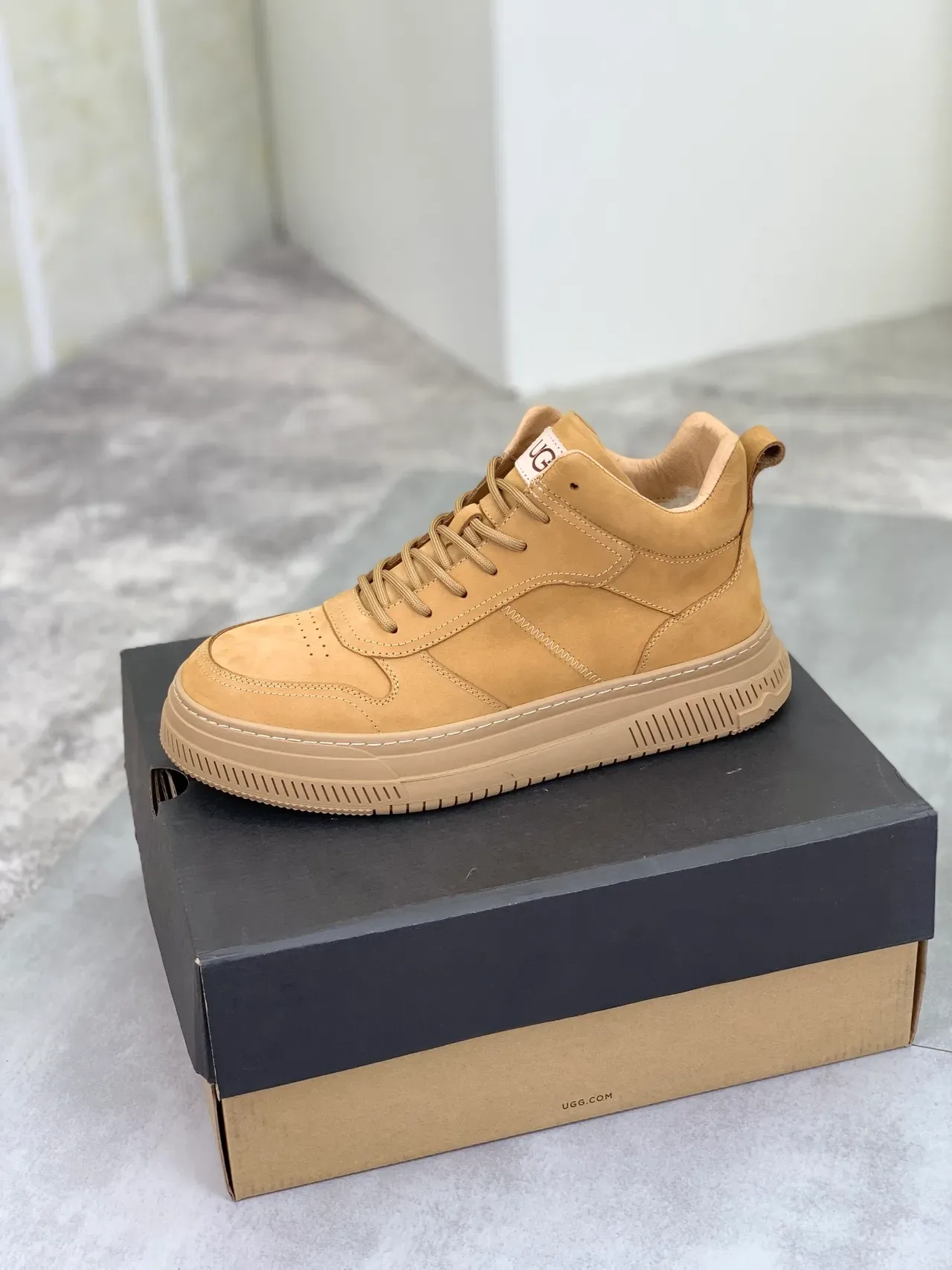 UGG Beige High-Top Suede Lifestyle Sneakers 5