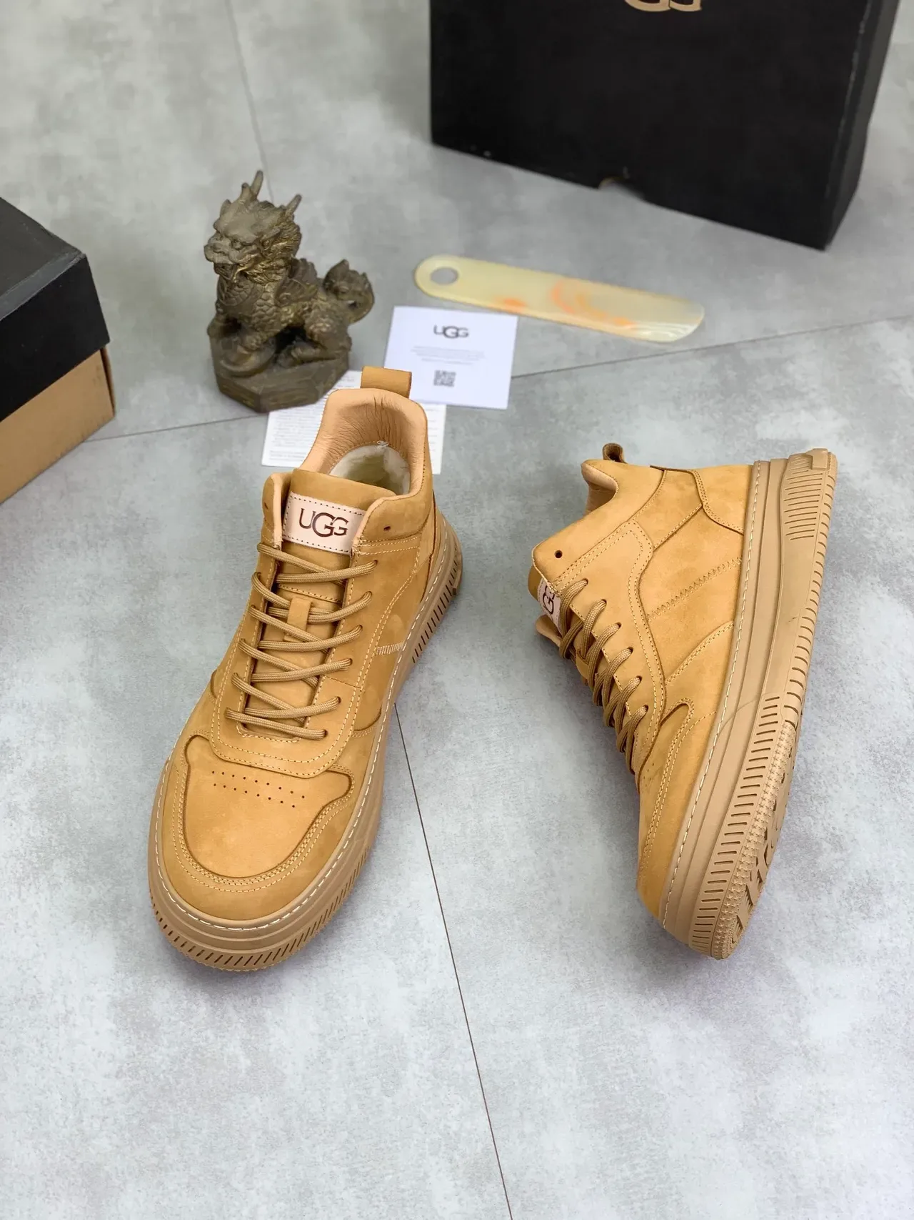 UGG Beige High-Top Suede Lifestyle Sneakers 6