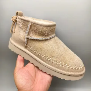 UGG Beige White Shearling-Lined Suede Upper Snow Boots