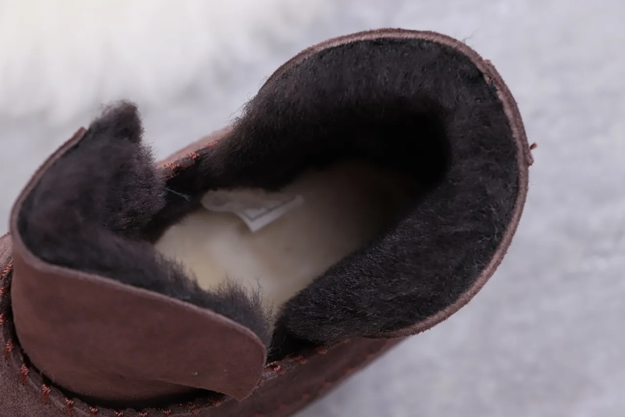 UGG Brown Black Suede Upper Shearling-Lined Ankle Boots 2