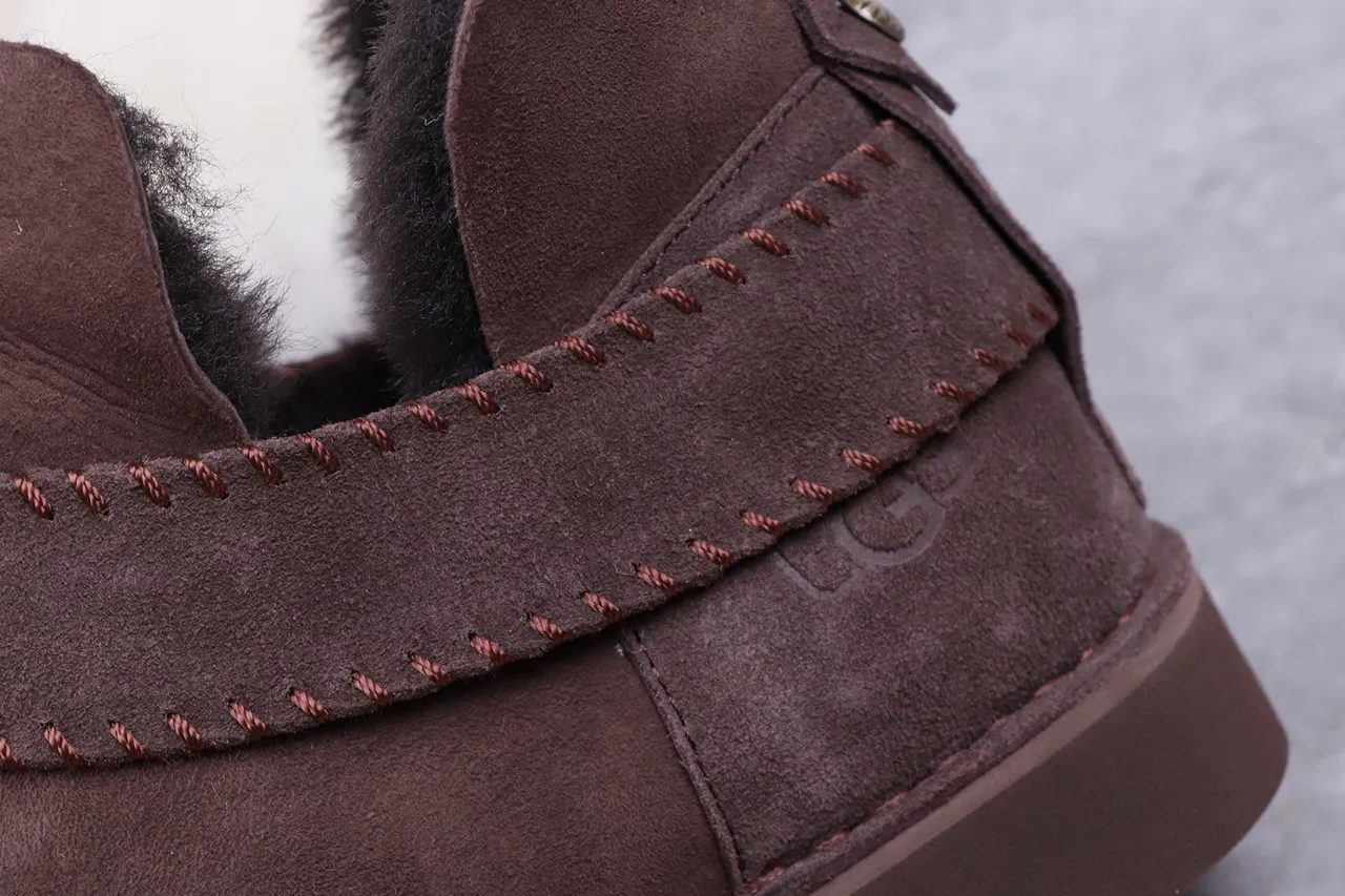 UGG Brown Black Suede Upper Shearling-Lined Ankle Boots 3