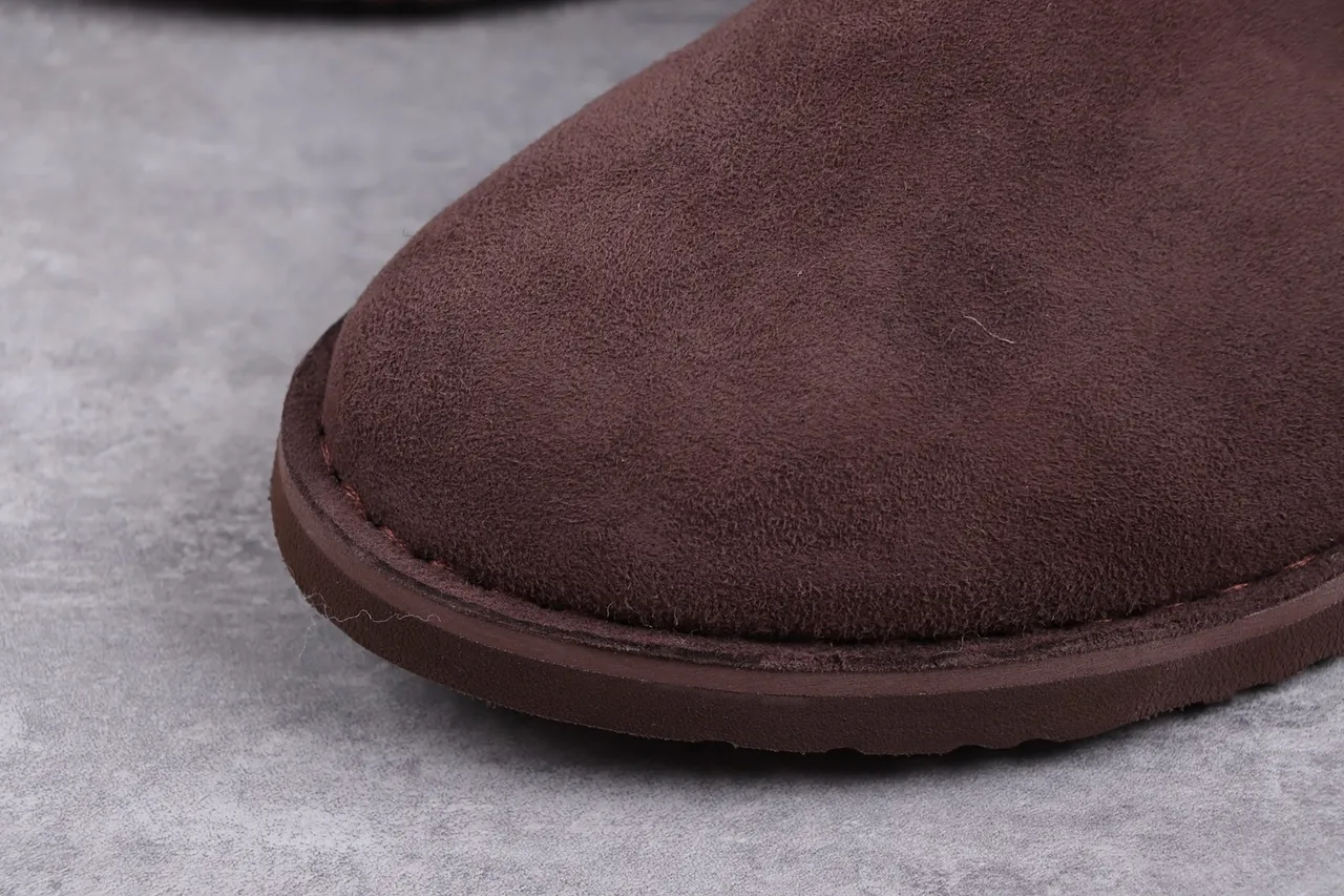 UGG Brown Black Suede Upper Shearling-Lined Ankle Boots 4