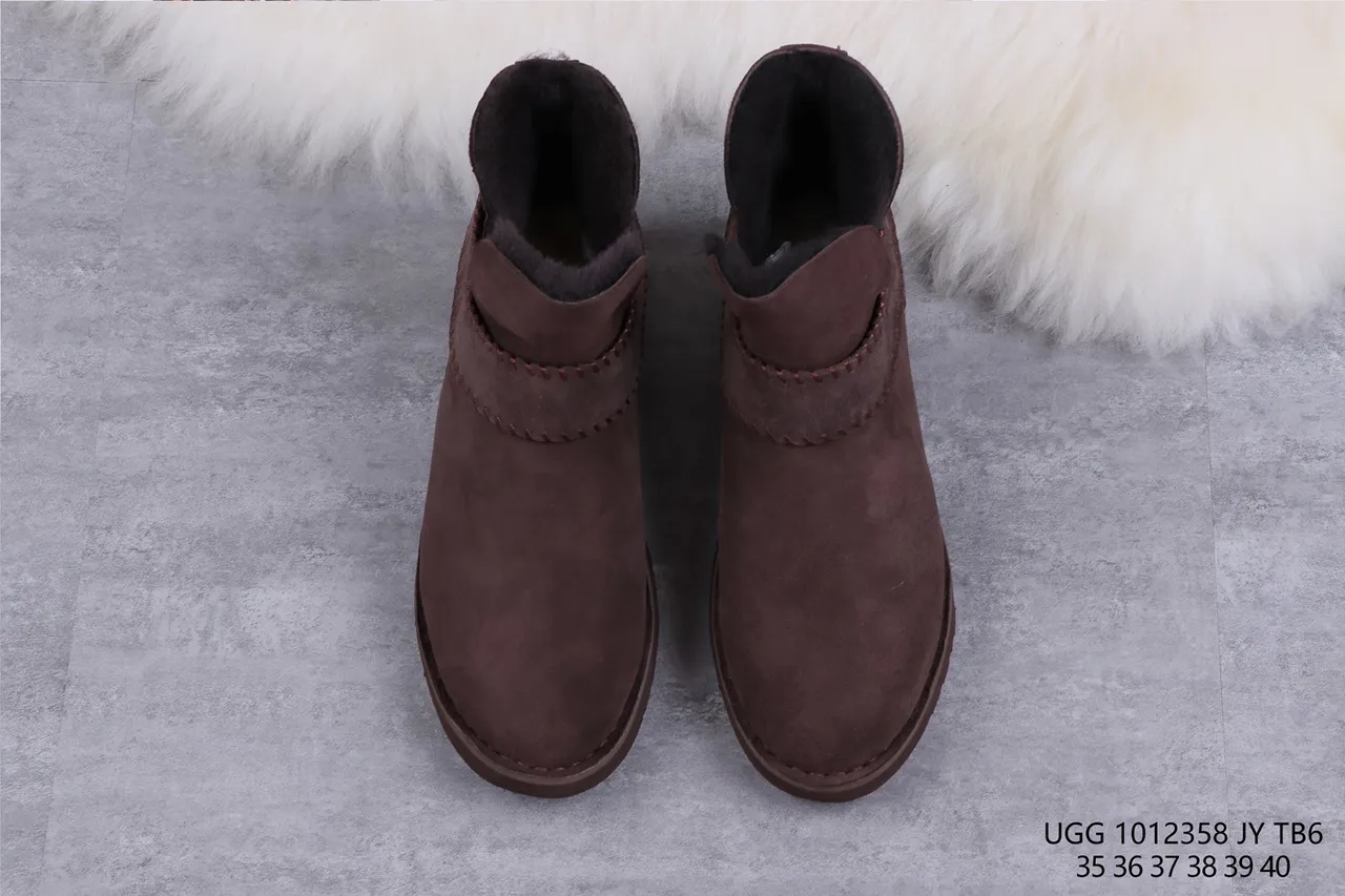 UGG Brown Black Suede Upper Shearling-Lined Ankle Boots 9