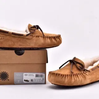 UGG Dakota Tan Suede Shearling-Lined Moccasin Loafers
