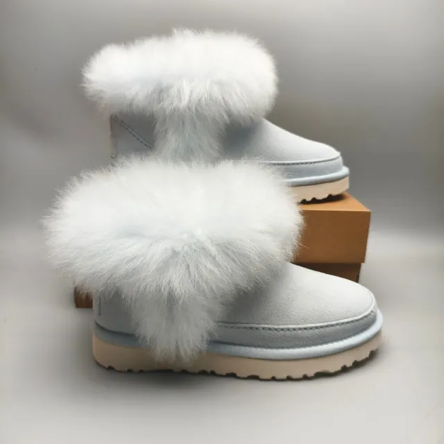 UGG 灰米色羊毛圈边厚底雪靴 5