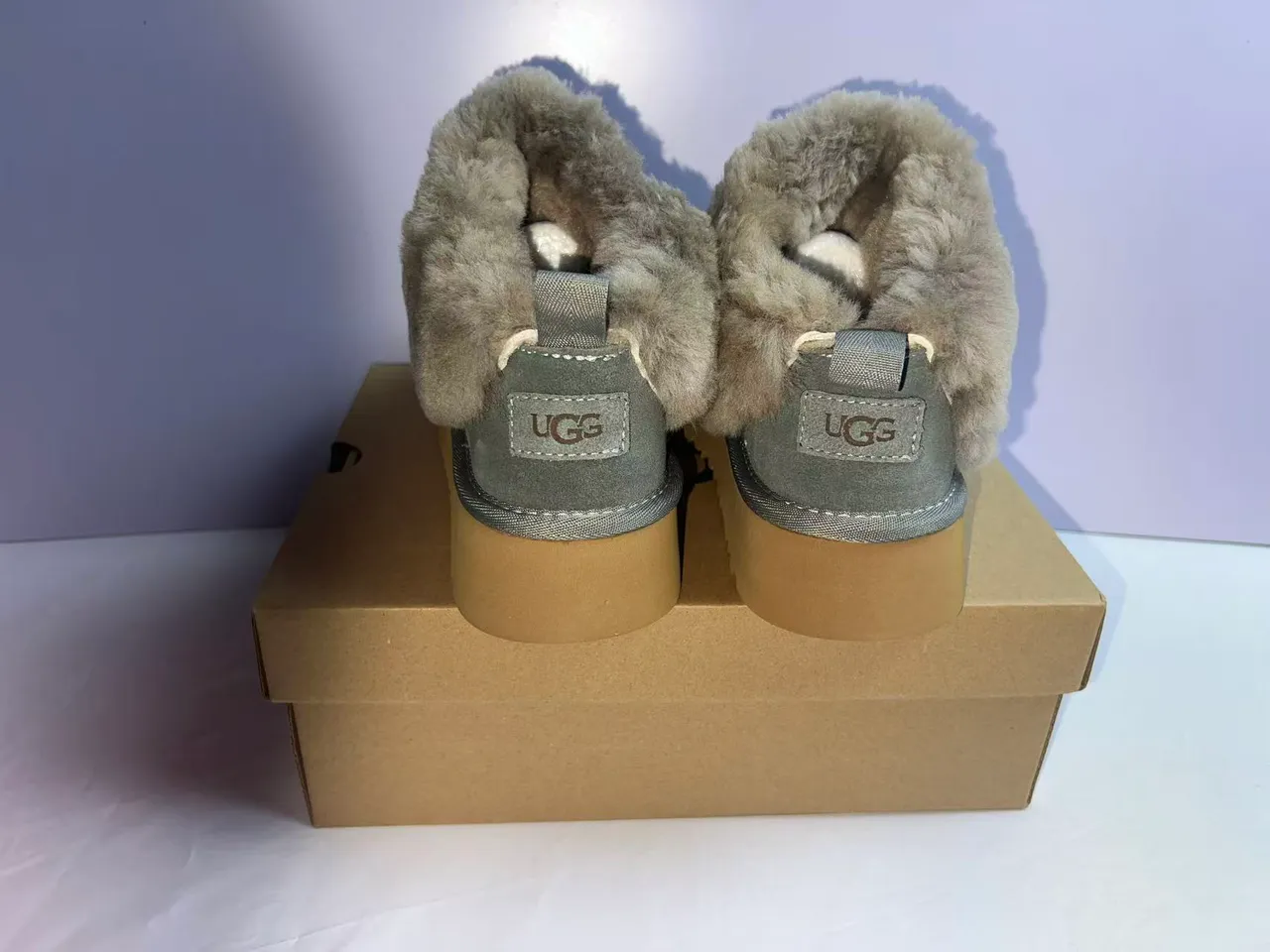 UGG Green Beige Shearling-Cuffed Suede Upper Snow Boots 5