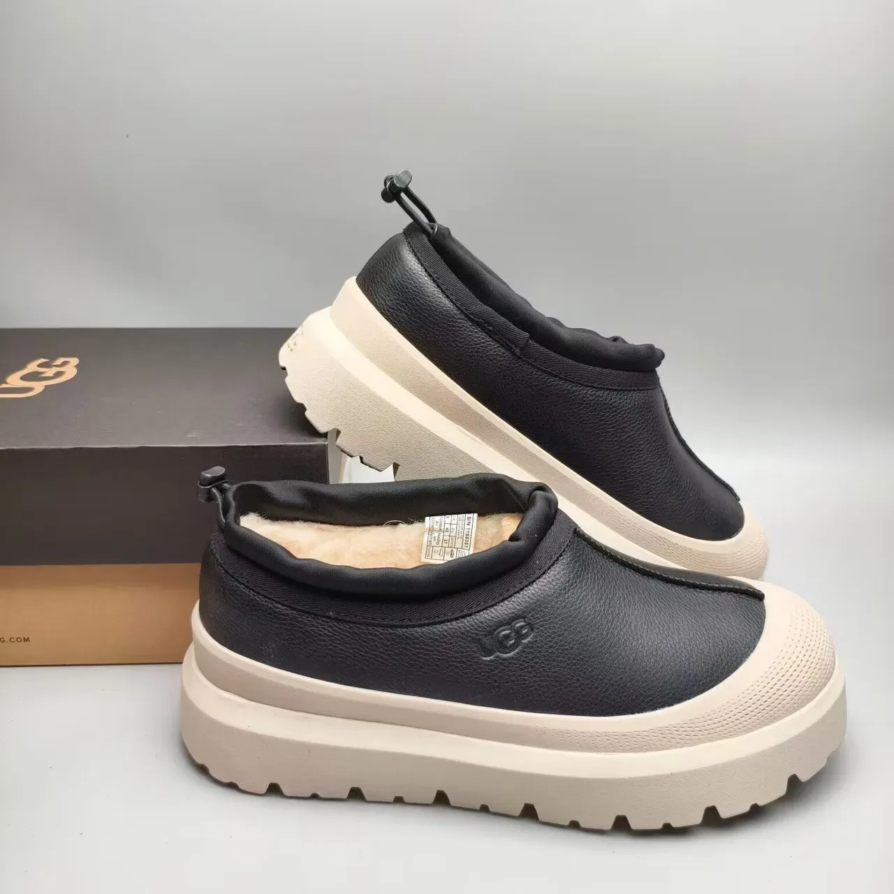 UGG Tasman Bottes de Neige Noir Beige Plateforme Slip-On 7