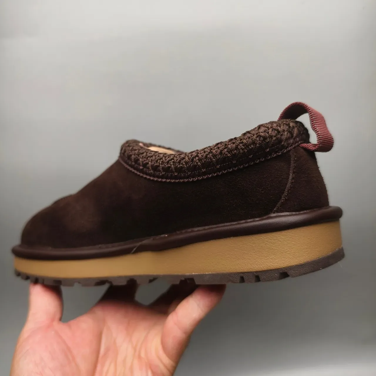 UGG Tasman Marrom Bege Suede Superior Colar Trançado Sapatos Casuais 4