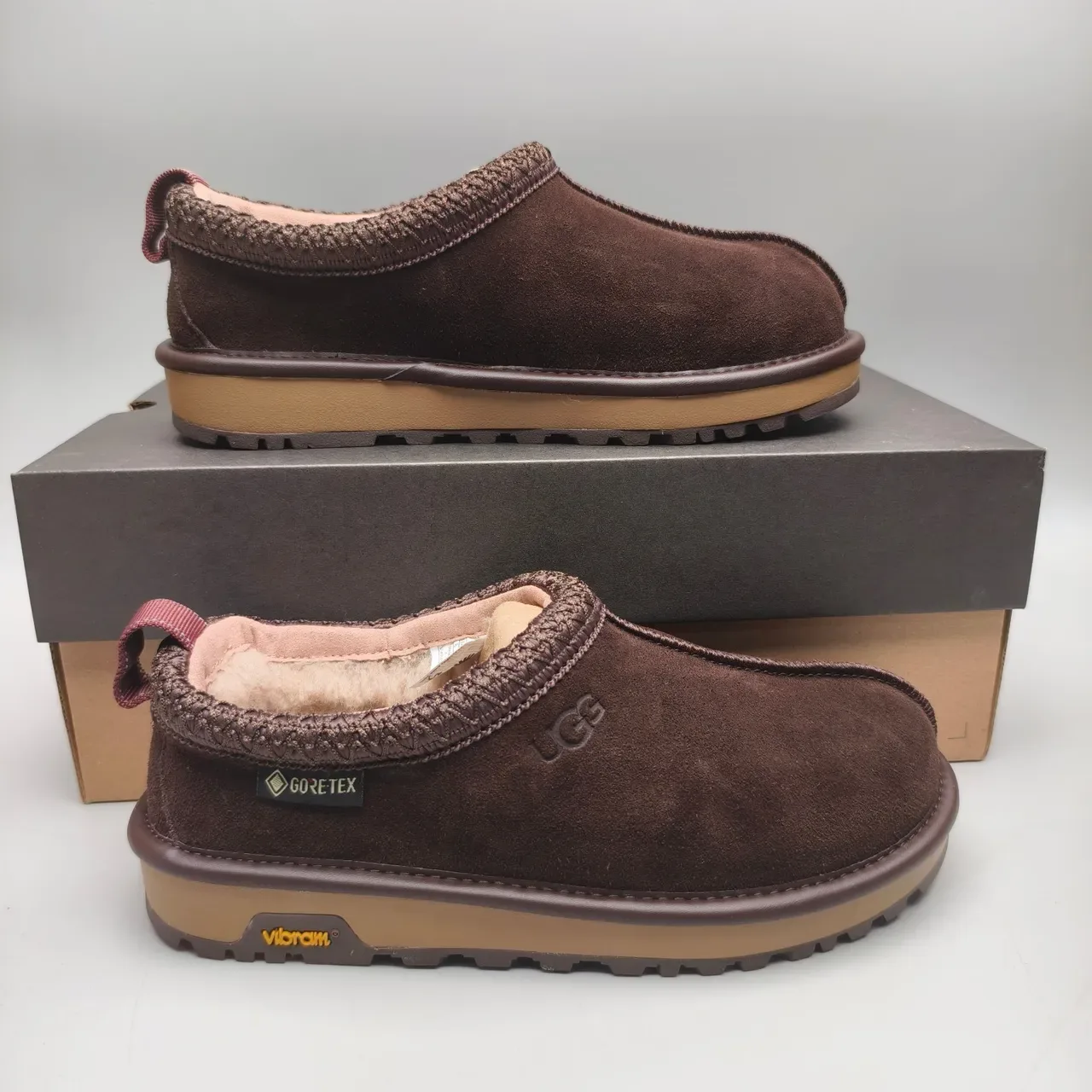 UGG Tasman Marrom Bege Suede Superior Colar Trançado Sapatos Casuais 5