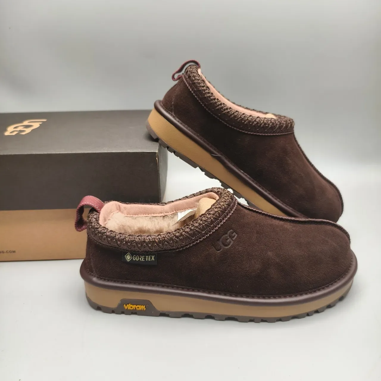 UGG Tasman Marrom Bege Suede Superior Colar Trançado Sapatos Casuais 6