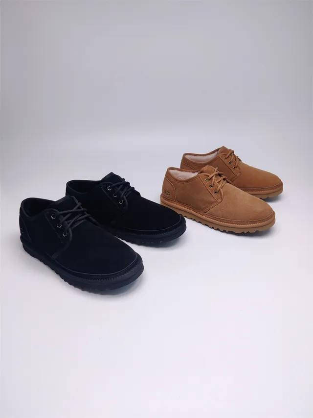 UGG Tasman حذاء ثلجي بني كستنائي جلد مخملي مع فراء داخلي مربوط بحزام 2