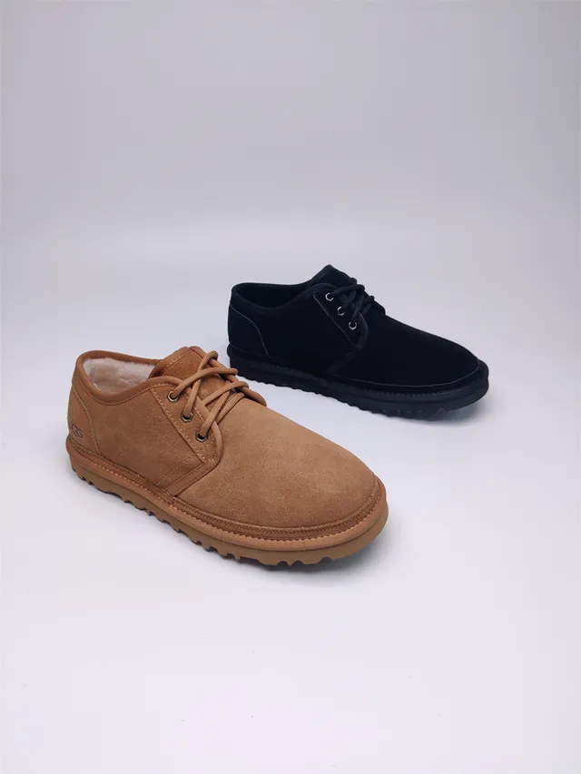 UGG Tasman حذاء ثلجي بني كستنائي جلد مخملي مع فراء داخلي مربوط بحزام 4