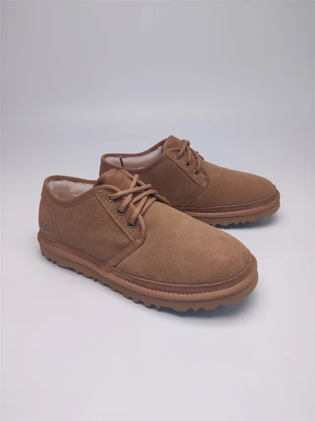 UGG Tasman حذاء ثلجي بني كستنائي جلد مخملي مع فراء داخلي مربوط بحزام 6