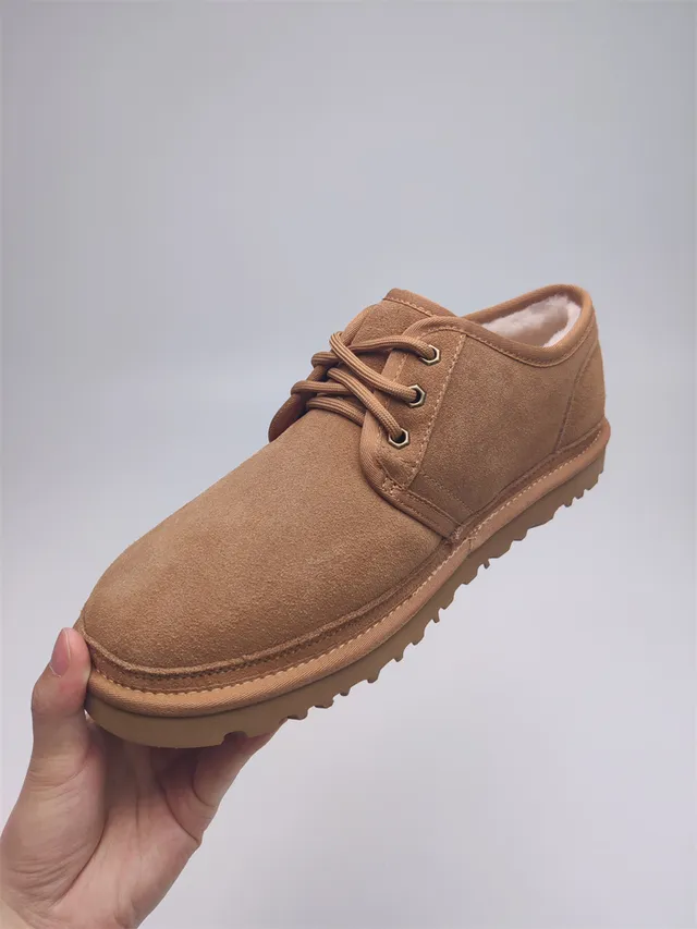 UGG Tasman حذاء ثلجي بني كستنائي جلد مخملي مع فراء داخلي مربوط بحزام 7