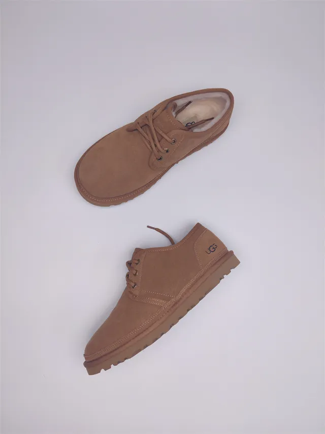 UGG Tasman حذاء ثلجي بني كستنائي جلد مخملي مع فراء داخلي مربوط بحزام 9