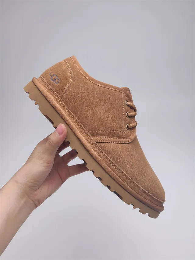 UGG Tasman حذاء ثلجي بني كستنائي جلد مخملي مع فراء داخلي مربوط بحزام 11