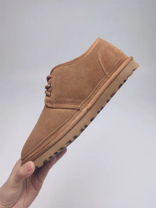 UGG Tasman حذاء ثلجي بني كستنائي جلد مخملي مع فراء داخلي مربوط بحزام 14