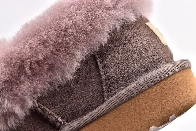 UGG Tasman Gray Brown Suede Upper Folded Shearling Collar Casual Shoes 4