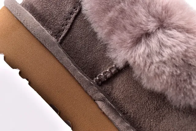 UGG Tasman Gray Brown Suede Upper Folded Shearling Collar Casual Shoes 6