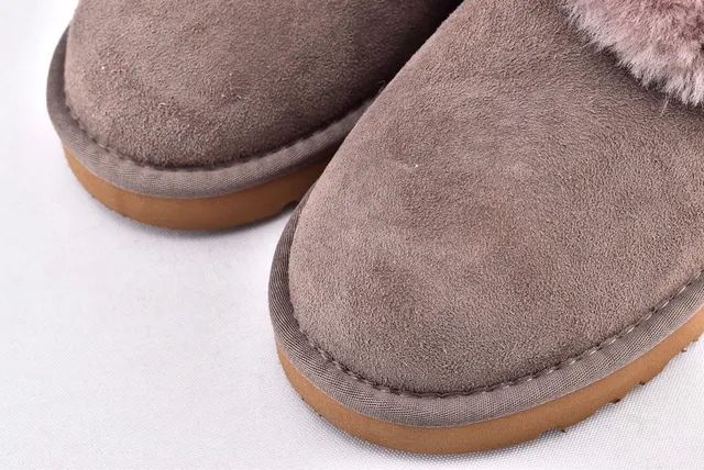UGG Tasman Gray Brown Suede Upper Folded Shearling Collar Casual Shoes 10