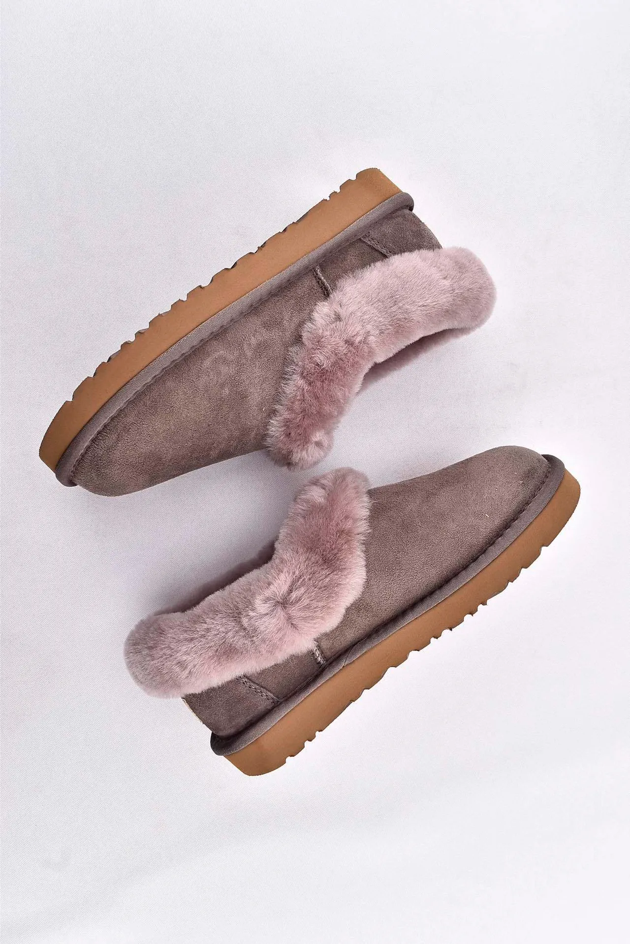 UGG Tasman Gray Brown Suede Upper Folded Shearling Collar Casual Shoes 12