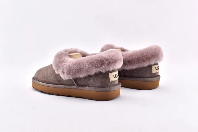UGG Tasman Gray Brown Suede Upper Folded Shearling Collar Casual Shoes 14