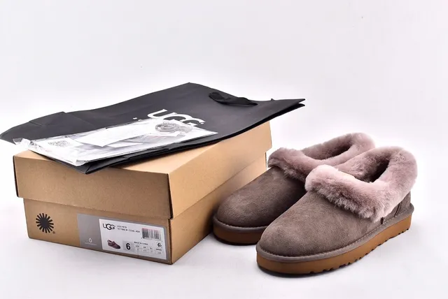 UGG Tasman Gray Brown Suede Upper Folded Shearling Collar Casual Shoes 15