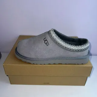 UGG Tasman 灰银麂皮鞋面 织带装饰领拖鞋
