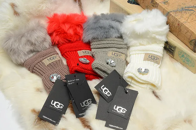 UGG Tasman vermelho branco ribeteado forro sintético punho tricot luvas 7
