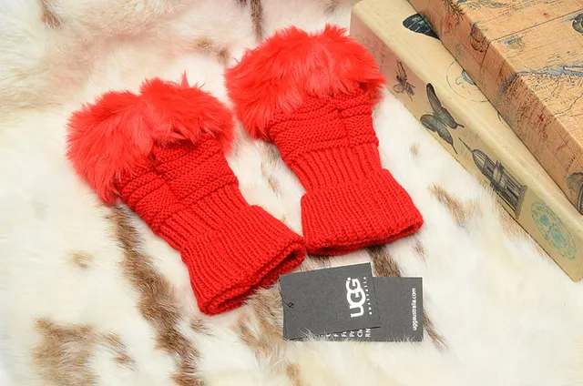 UGG Tasman vermelho branco ribeteado forro sintético punho tricot luvas 12