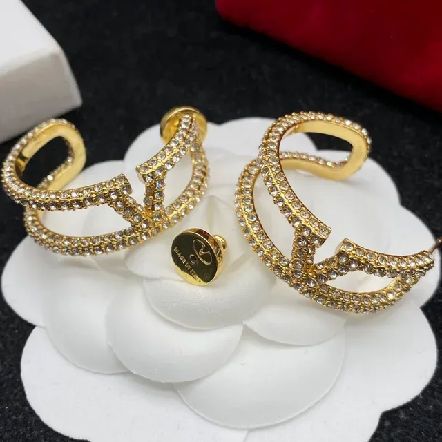 Valentino Gold Transparent Pavé-Crystal Earrings 2