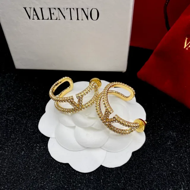 Valentino Gold Transparent Pavé-Crystal Earrings 4