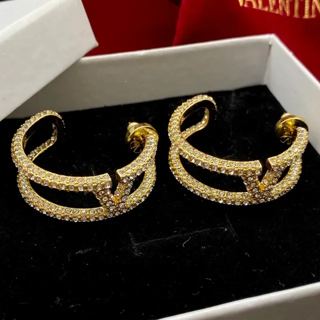 Valentino Gold Transparent Pavé-Crystal Earrings 5