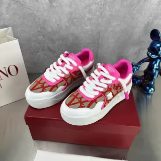 Valentino Tênis Lifestyle Abertos Rosa Vermelho Bege