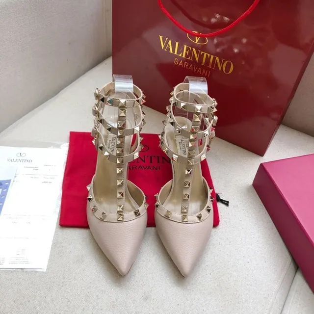 Valentino Rockstud Beige Stud-Embellished Pointed-Toe Stilettos 4