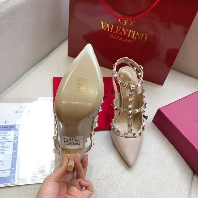 Valentino Rockstud Beige Stud-Embellished Pointed-Toe Stilettos 8