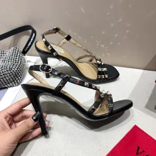 Valentino Rockstud Black Leather Pyramid Stud Stilettos