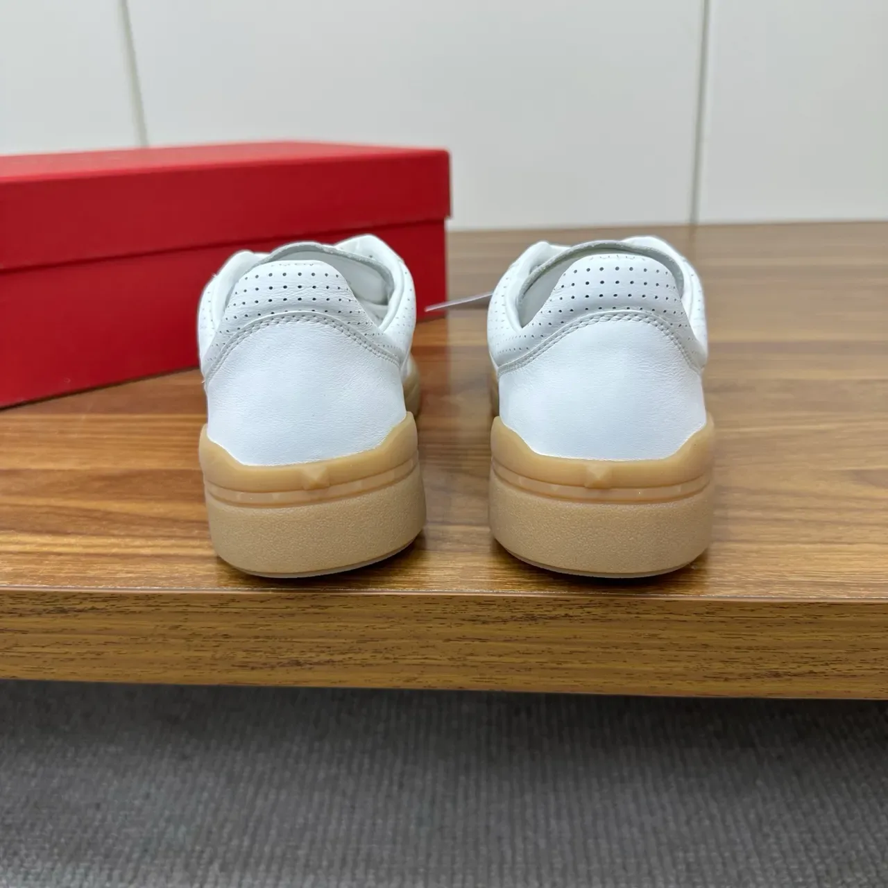 Valentino Rockstud Perforated Leather White and Gum Lifestyle Sneakers 3