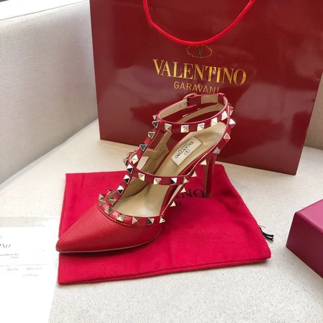 Valentino Rockstud Red Studded Pointed-Toe Stilettos 2