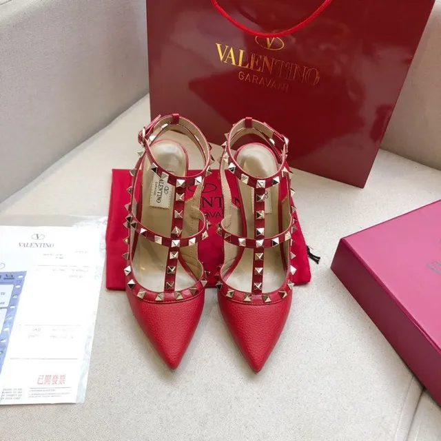 Valentino Rockstud Red Studded Pointed-Toe Stilettos 7