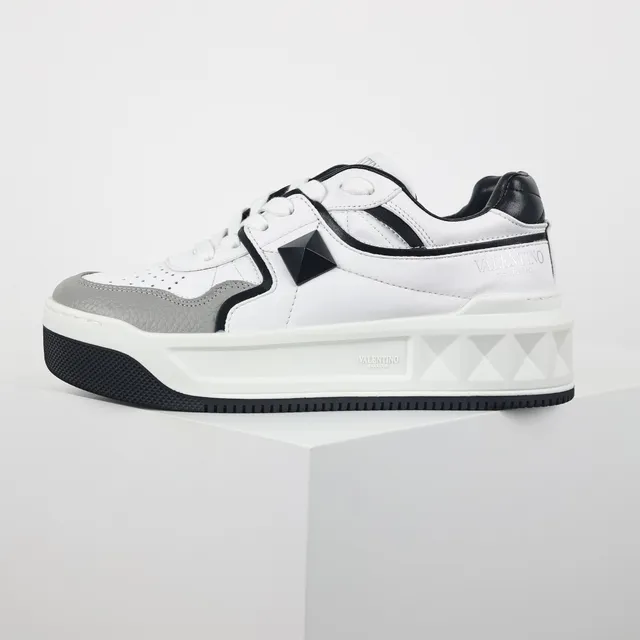 Valentino Rockstud White Black Gray Lifestyle Sneakers 9