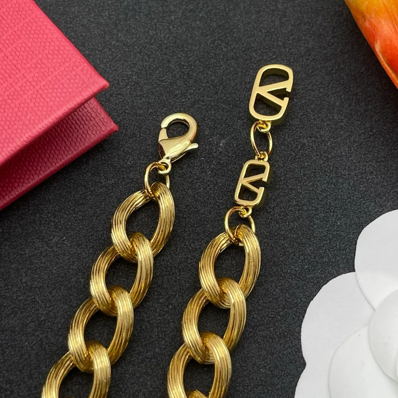 Valentino VLogo Heart Pavé Crystal Bracelet Chaîne Chunky 6