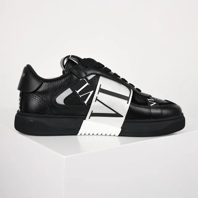 Valentino VLTN حذاء أسود وأبيض جلدي أسلوب حياة 7