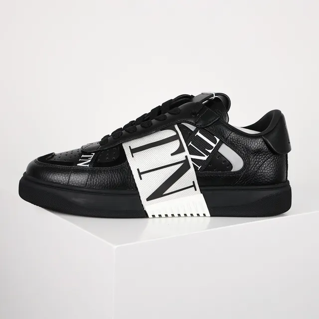 Valentino VLTN حذاء أسود وأبيض جلدي أسلوب حياة 9