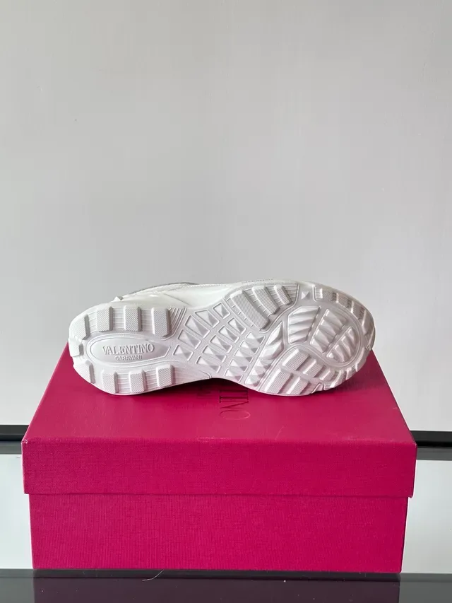 Valentino White Sole Mesh And Synthetic Overlay Construction Chunky Sneakers 4