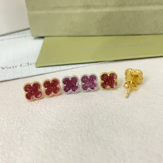 Van Cleef & Arpels Alhambra Four-Leaf Clover Enamel Stud Earrings