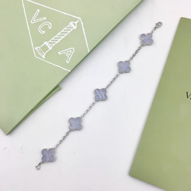 Van Cleef & Arpels Alhambra Lavender Stone Five Motif Bracelet 3